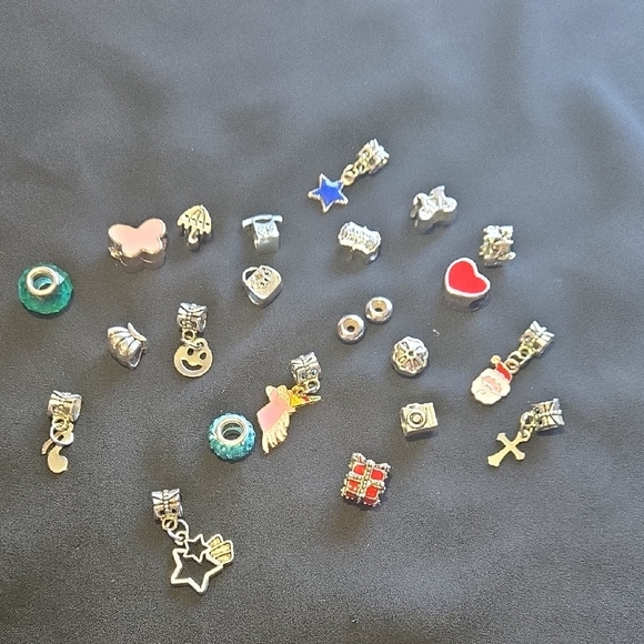 None Jewelry - Assorted  Charms Silver and Colorful Charms